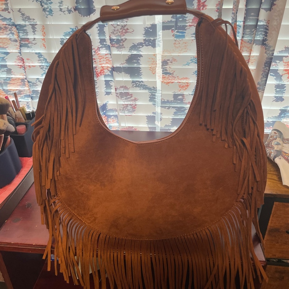 Urban Expressions Brown Suede Fringe Hobo